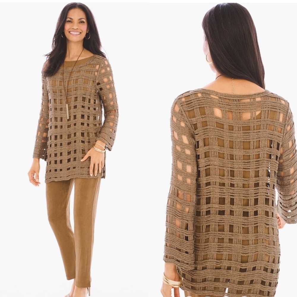 CHICO'S SHINE BASKET SWEATER Chico’s Sz 0